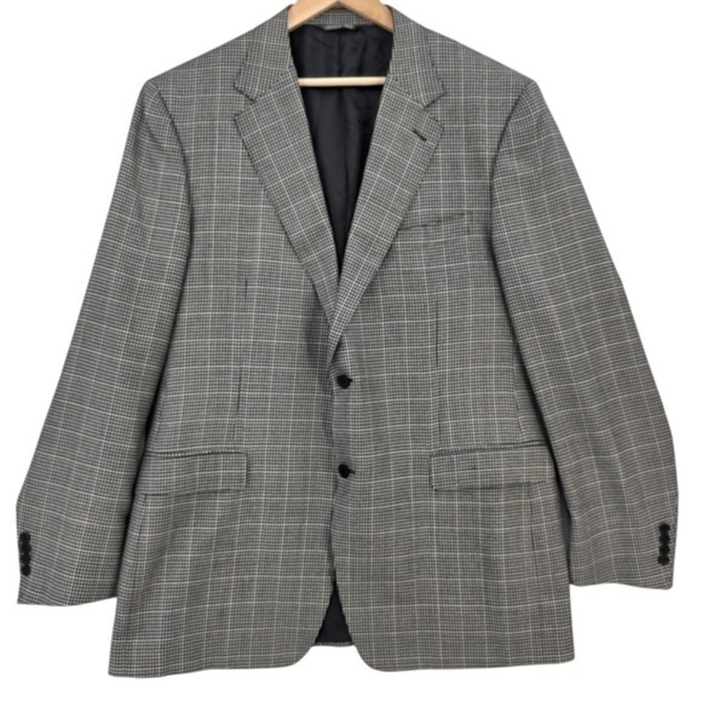 Canali Mens 48L Black White Micro Houndstooth Blazer